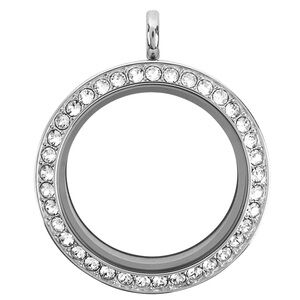 Origami Owl Large Silver Locket with Crystals